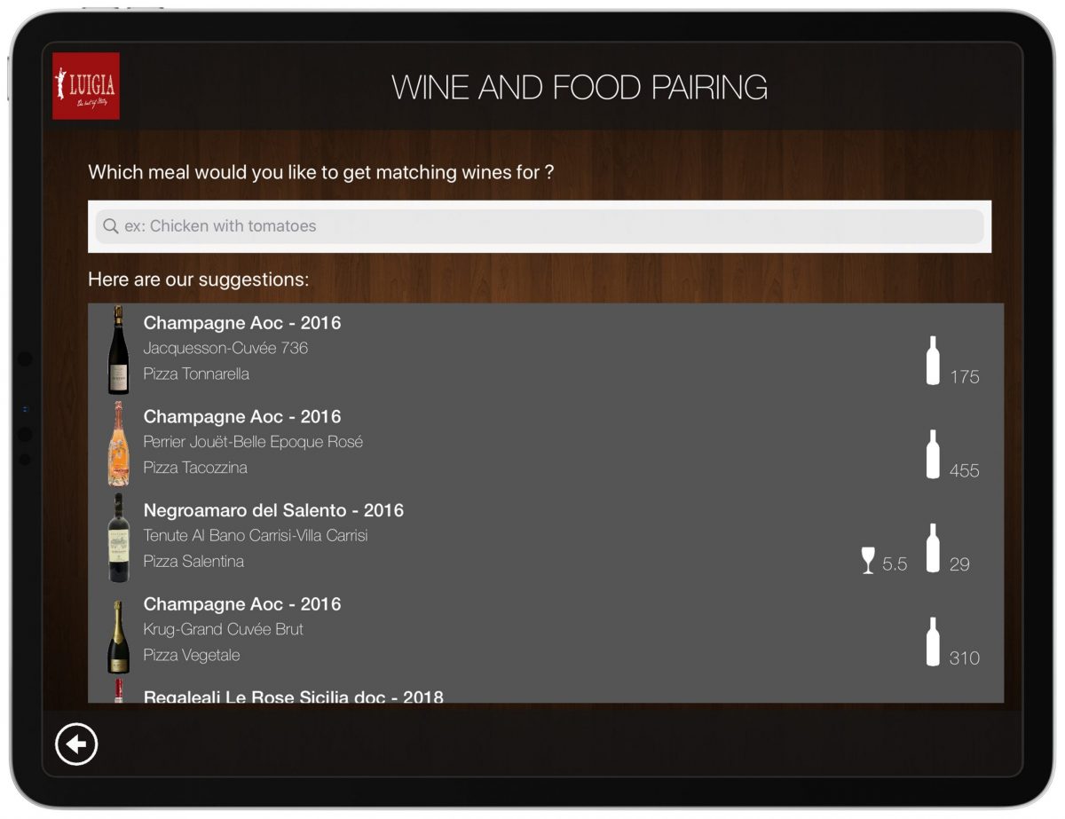 Wine Food Pairing List iPad