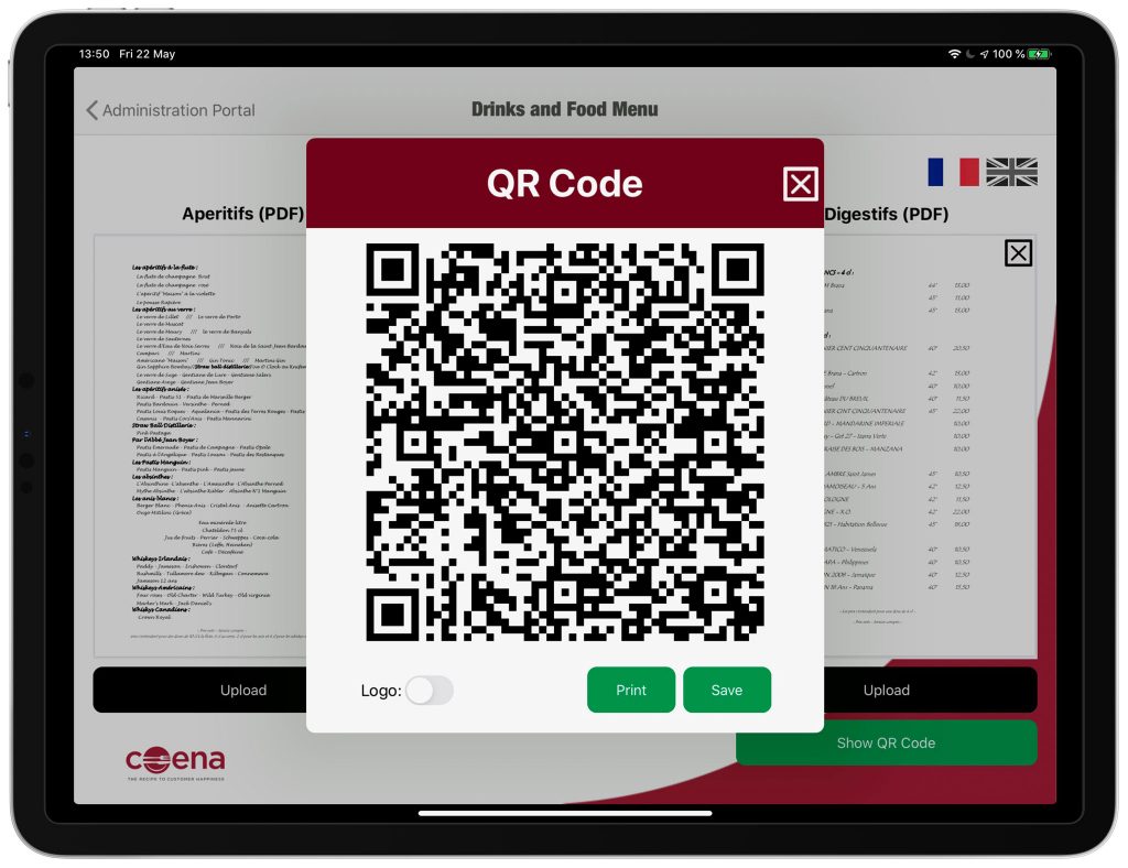 Create QRCode menu restaurant
