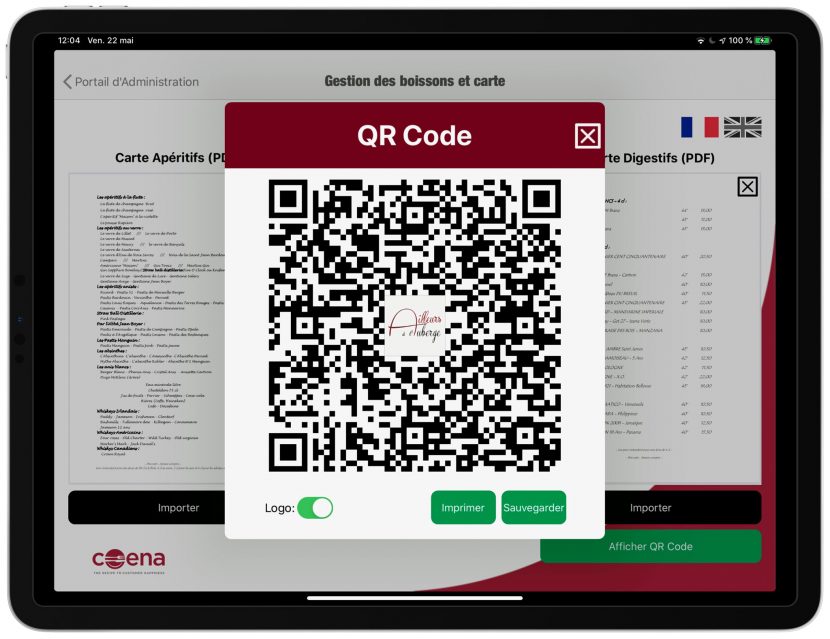 QR Code carte restaurants