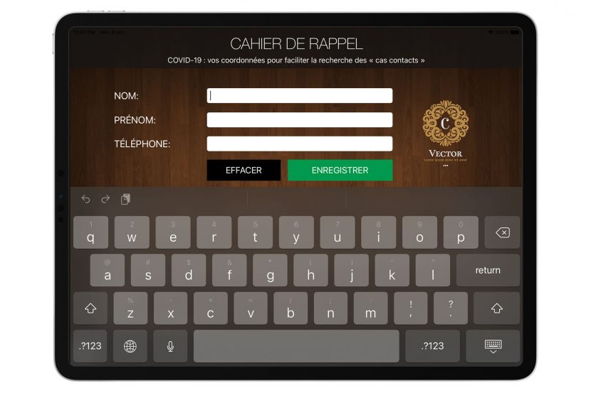 Cahier de rappel restaurant numérique