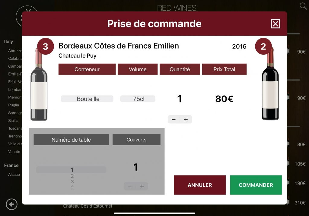 COENA carte vins iPad integration POS