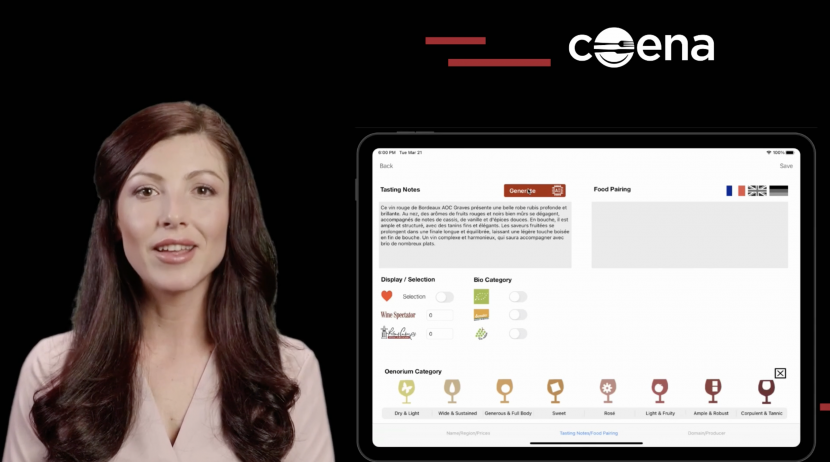 Wine management AI tasting notes iPad