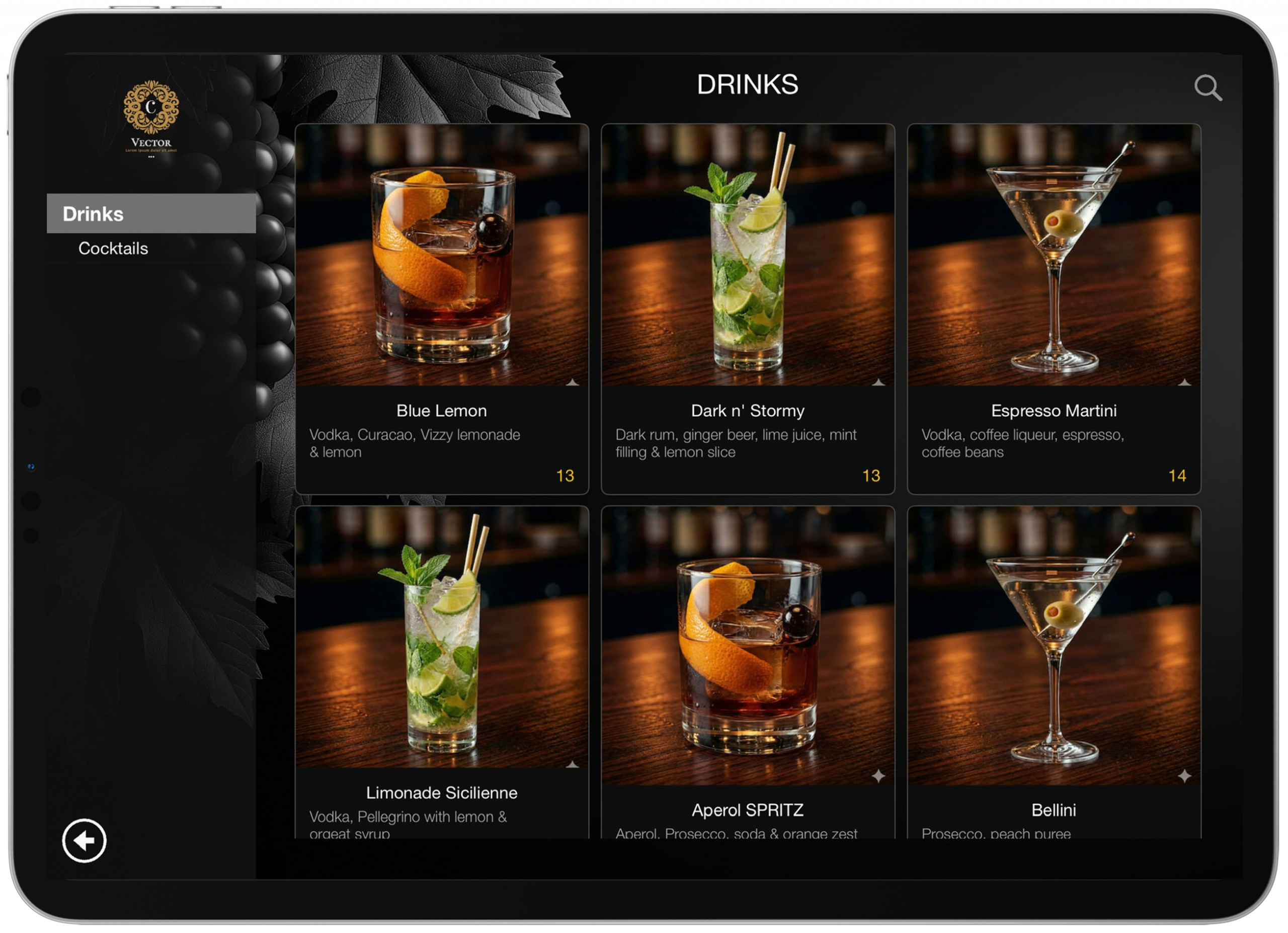 Cocktails and Drinks iPad