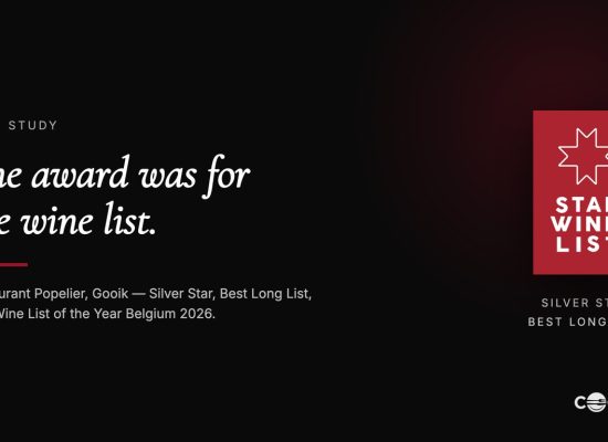 Restaurant Popelier — Silver Star, Best Long List, Star Wine List of the Year Belgium 2026