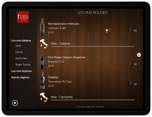 Wine list iPad Italian